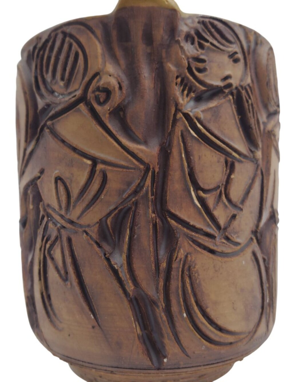 Vintage Handmade Italian Ceramic Basket Vase With Intricate Relief Design & Hand - Picture 10 of 14
